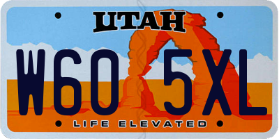 UT license plate W605XL
