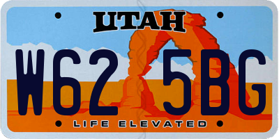 UT license plate W625BG