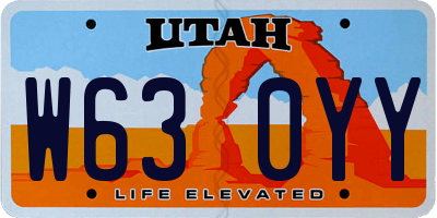 UT license plate W630YY