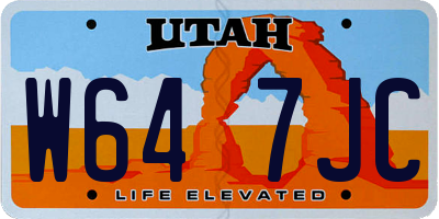 UT license plate W647JC