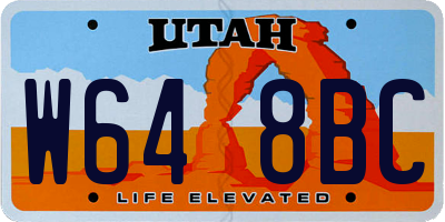 UT license plate W648BC