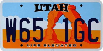 UT license plate W651GC