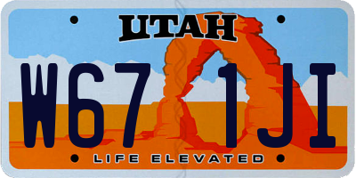 UT license plate W671JI