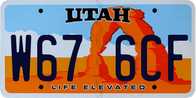 UT license plate W676CF