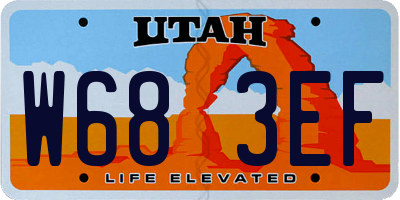UT license plate W683EF