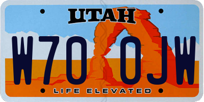 UT license plate W700JW