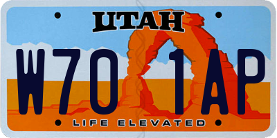 UT license plate W701AP