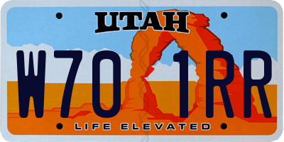 UT license plate W701RR