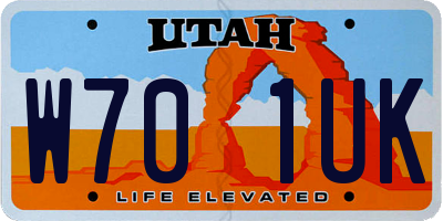 UT license plate W701UK