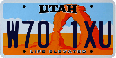 UT license plate W701XU