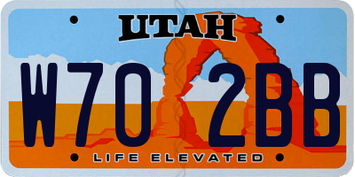 UT license plate W702BB