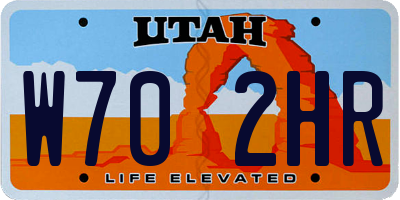 UT license plate W702HR