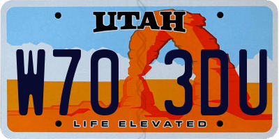 UT license plate W703DU
