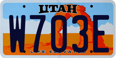 UT license plate W703E