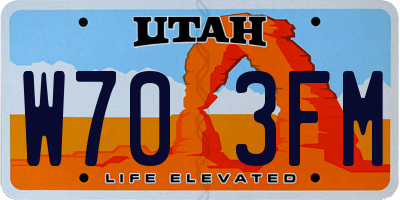 UT license plate W703FM