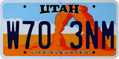 UT license plate W703NM