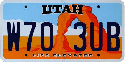 UT license plate W703UB
