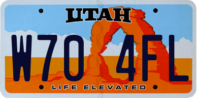 UT license plate W704FL