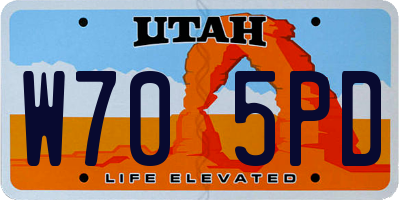 UT license plate W705PD