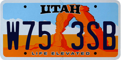 UT license plate W753SB