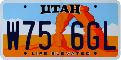 UT license plate W756GL