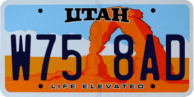UT license plate W758AD