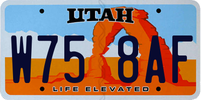 UT license plate W758AF