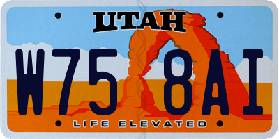 UT license plate W758AI