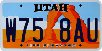 UT license plate W758AU