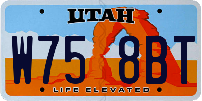 UT license plate W758BT