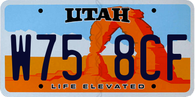 UT license plate W758CF