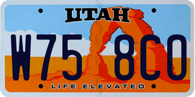 UT license plate W758CO