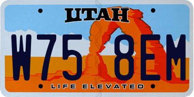 UT license plate W758EM