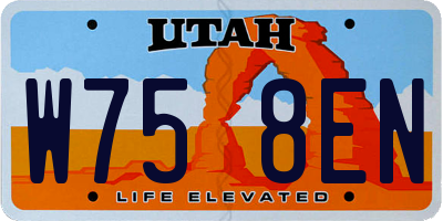 UT license plate W758EN