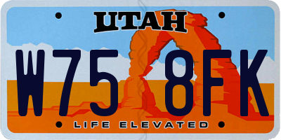 UT license plate W758FK