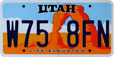 UT license plate W758FN