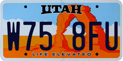 UT license plate W758FU