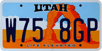 UT license plate W758GP