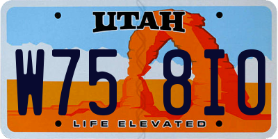 UT license plate W758IO