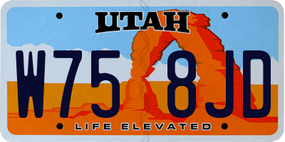 UT license plate W758JD