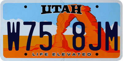 UT license plate W758JM