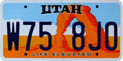 UT license plate W758JO