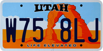 UT license plate W758LJ