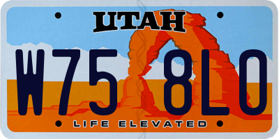 UT license plate W758LO
