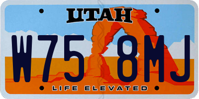 UT license plate W758MJ