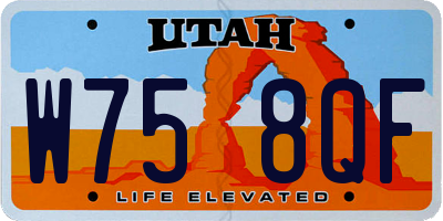 UT license plate W758QF
