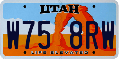 UT license plate W758RW