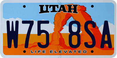 UT license plate W758SA