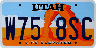 UT license plate W758SC