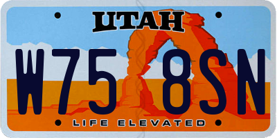 UT license plate W758SN